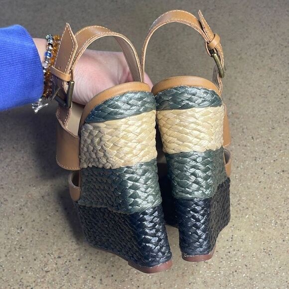 Nine West Unstopable Leather and Grass Wrapped Wedge Sandals 7 - Picture 9 of 12